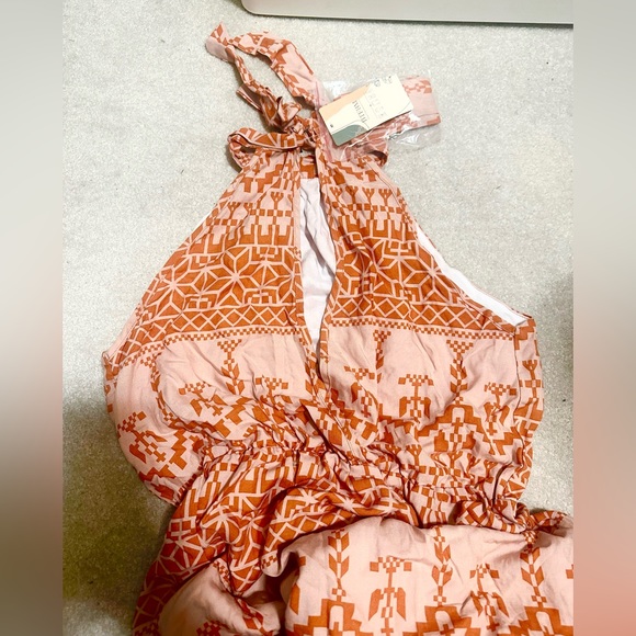 Orange and peach summer halter neck dress - Picture 3 of 7